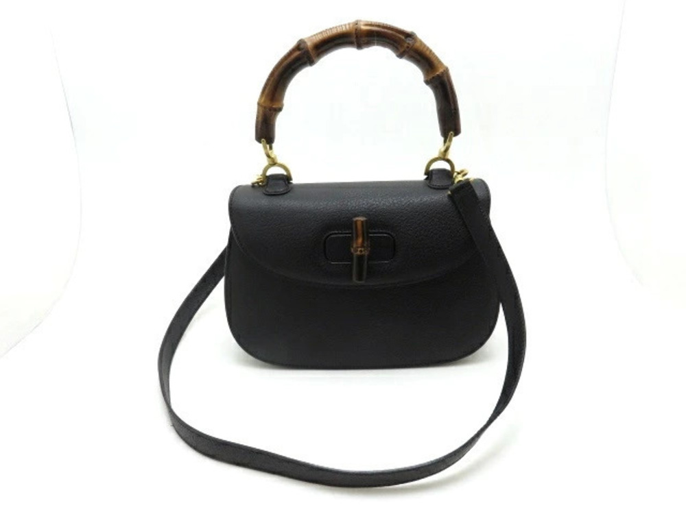 Gucci handbag bamboo embossed black